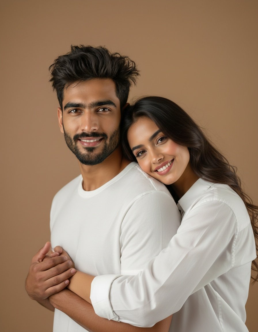 Happy Indian couple smiling together